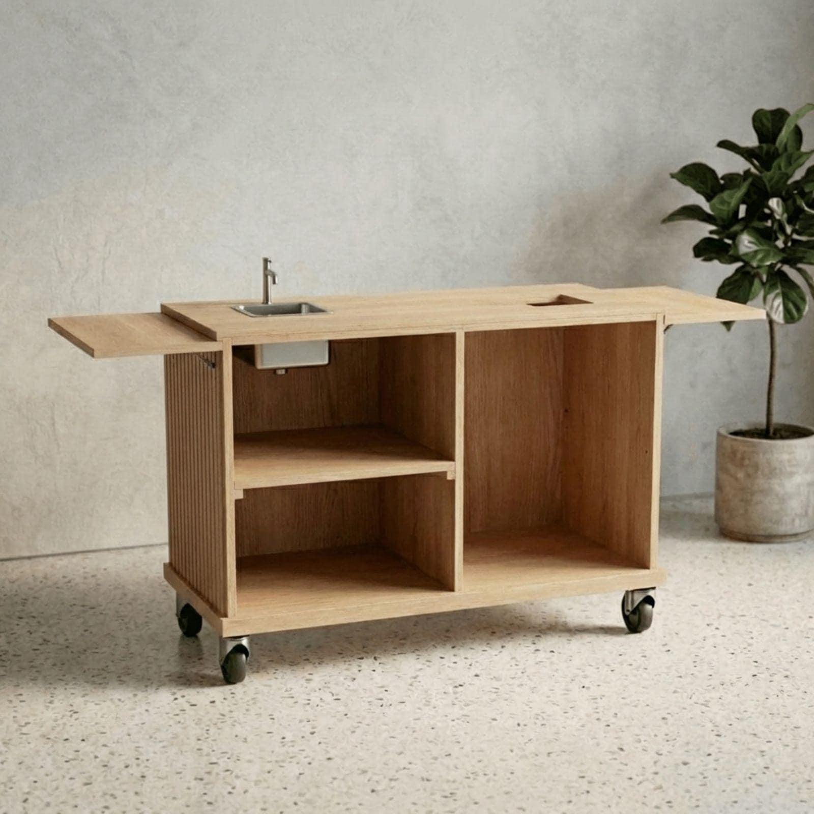 DIY Coffee Cart With Sink Plans PDF | Collapsible Mobile Espresso Bar Blueprint | Handsink Food Cart Build Guide | Fluted Wood Workstation - view 9