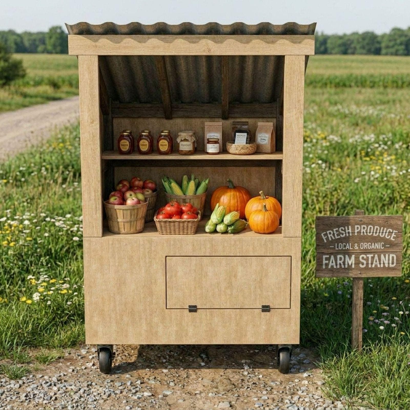 DIY Farm Stand Mobile Cart Plans PDF | Egg Stand on Wheels Blueprint | Mobile Farmers Market Stand | Roadside Farmstand Cart - view 7