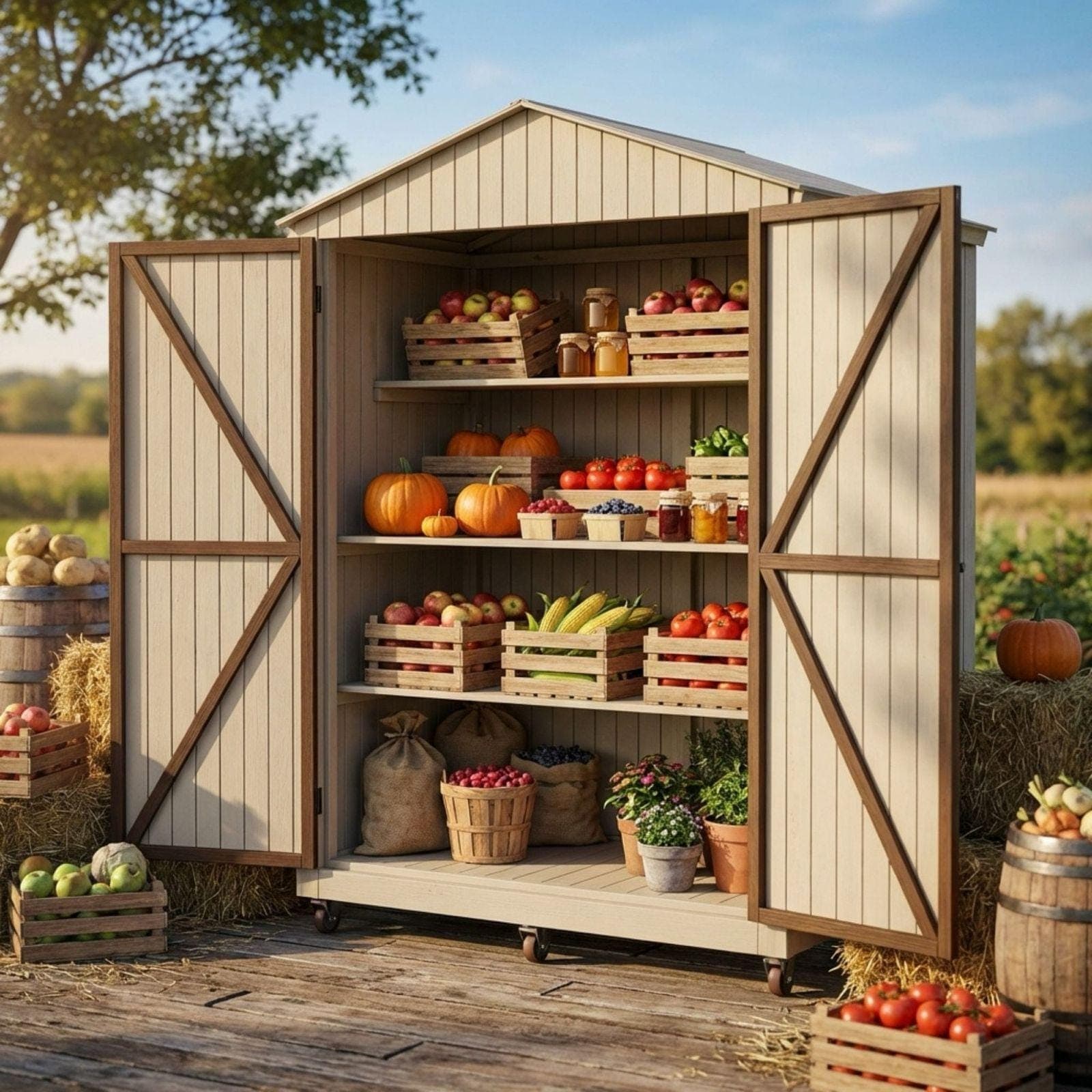 Enclosed DIY Farmstand Plans PDF | Secure Roadside Stand Blueprint | Barn Door Market Stall | Sourdough & Egg Stand Woodworking Guide - view 3