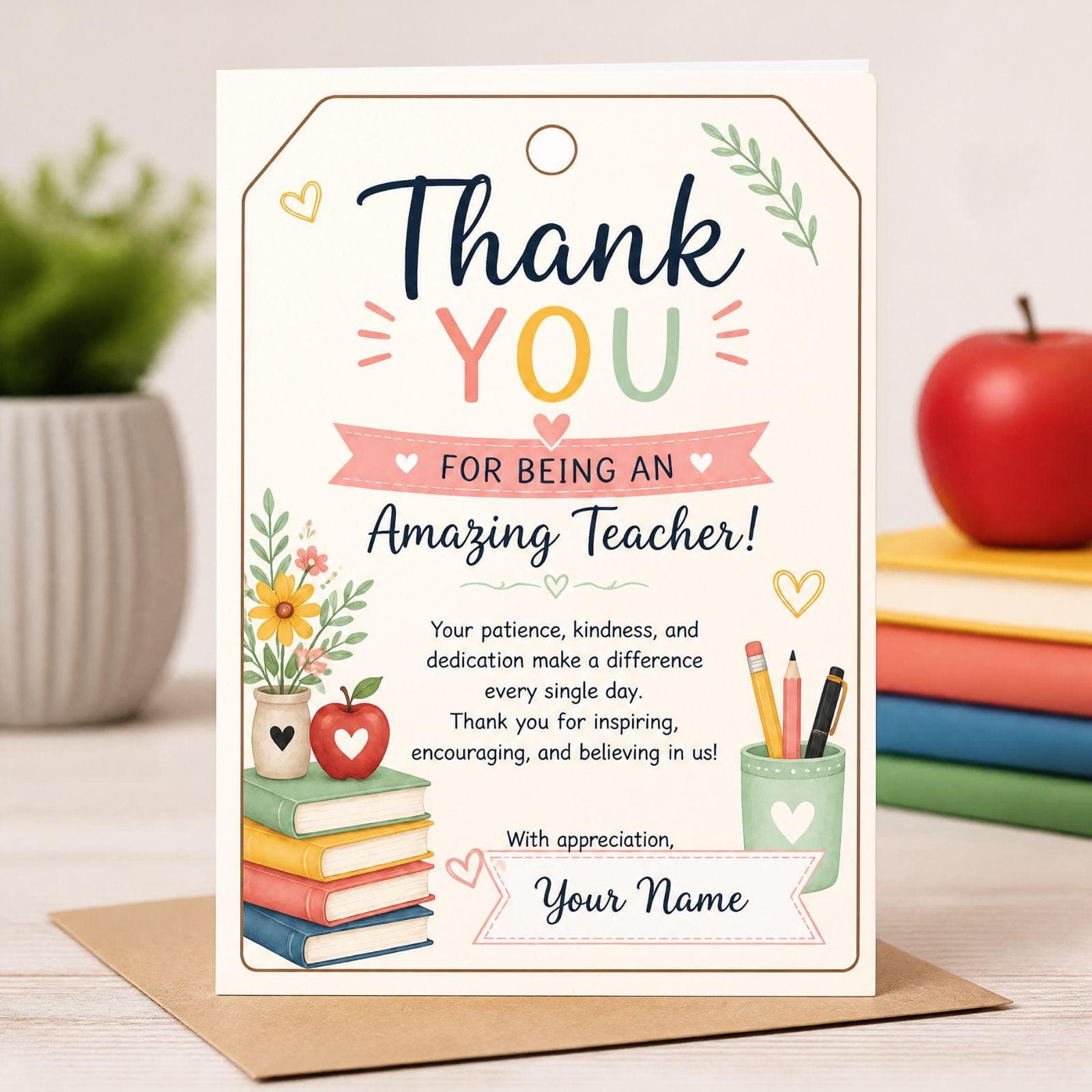 Editable Thank You Teacher Tags Gift Printable | Teacher Appreciation Tags Canva - view 3