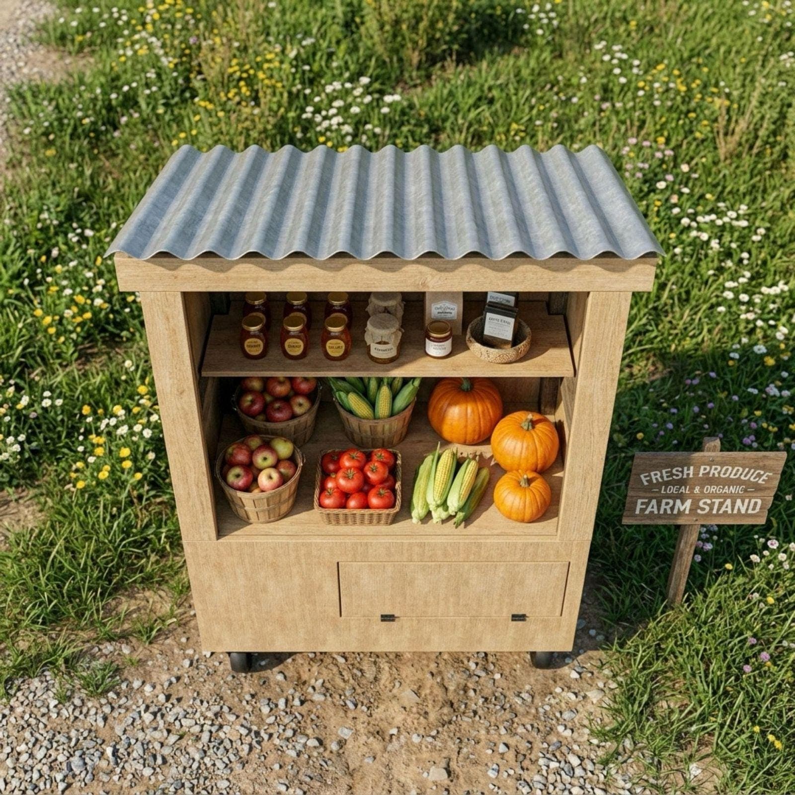 DIY Farm Stand Mobile Cart Plans PDF | Egg Stand on Wheels Blueprint | Mobile Farmers Market Stand | Roadside Farmstand Cart - view 8