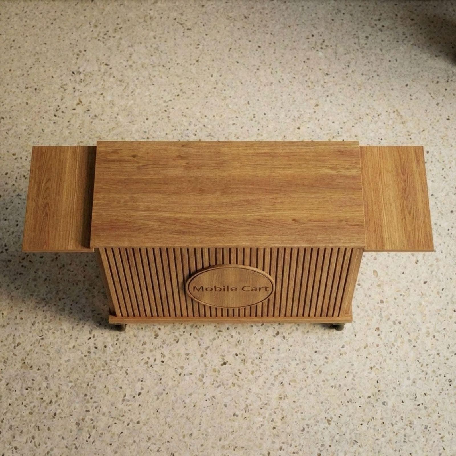 DIY Mobile Bar Cart Plans PDF | Foldable Event Bar Blueprint | Collapsible Coffee Cart | Portable Fluted Wood Bar Build Guide - view 6
