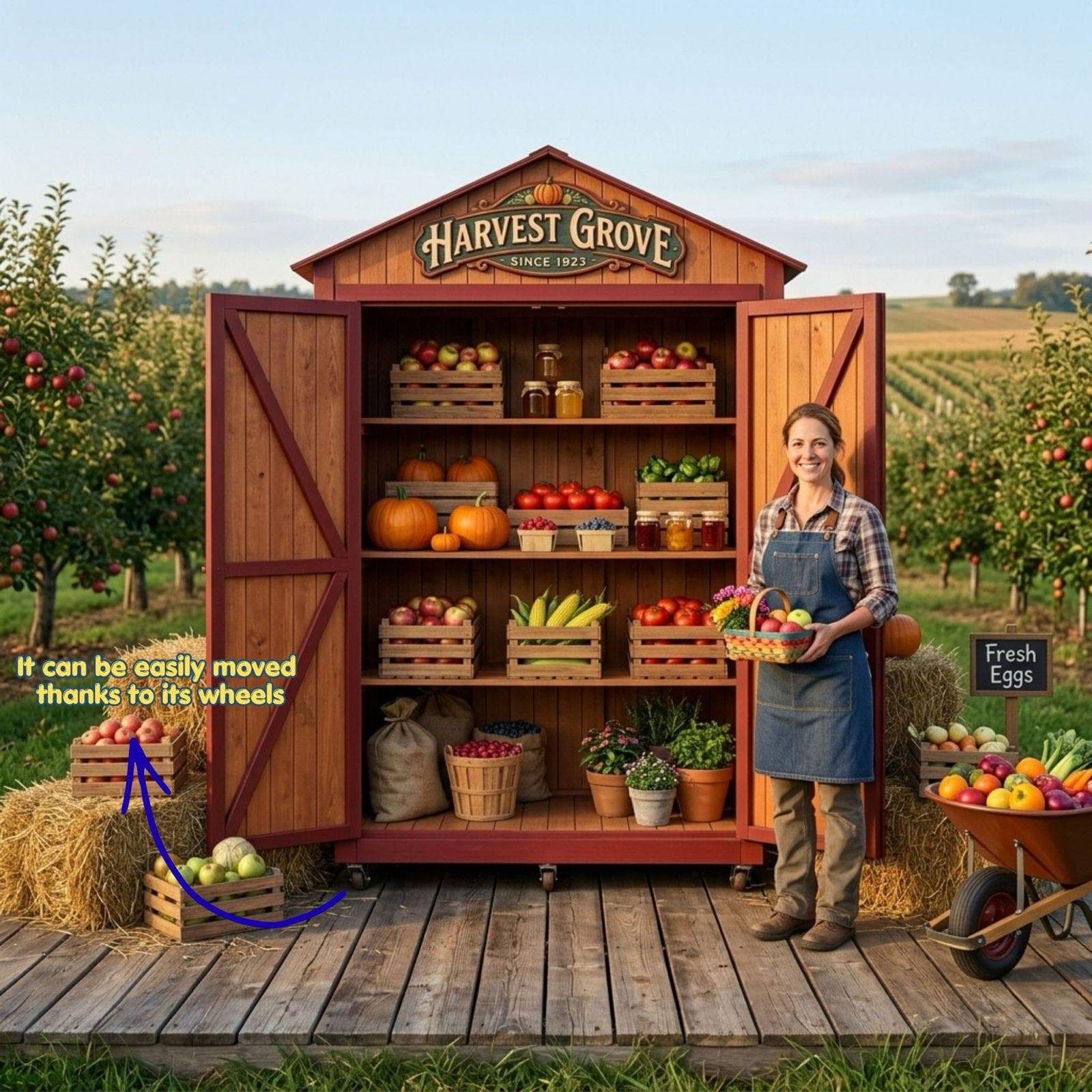 Enclosed DIY Farmstand Plans PDF | Secure Roadside Stand Blueprint | Barn Door Market Stall | Sourdough & Egg Stand Woodworking Guide