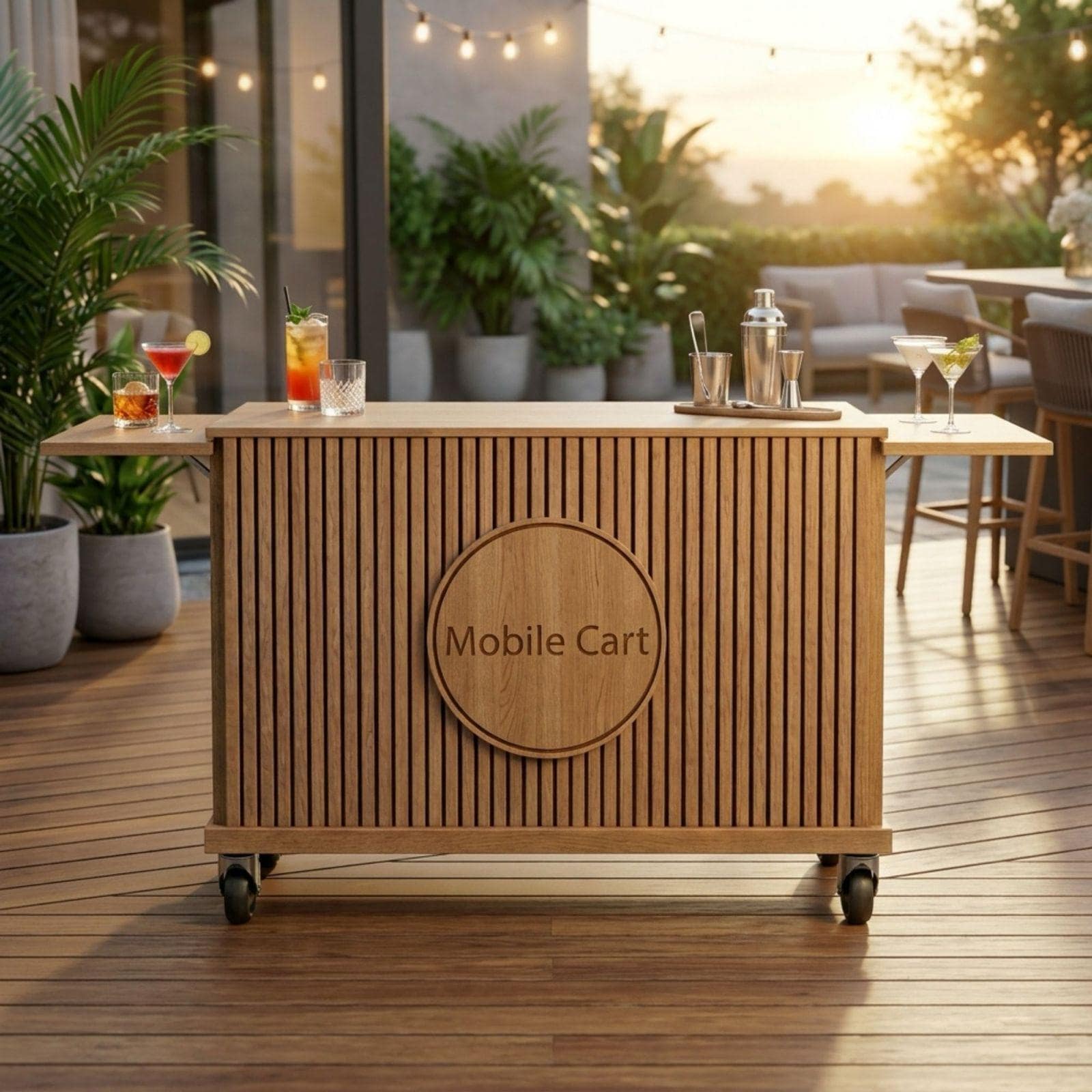 DIY Mobile Bar Cart Plans PDF | Foldable Event Bar Blueprint | Collapsible Coffee Cart | Portable Fluted Wood Bar Build Guide - view 5