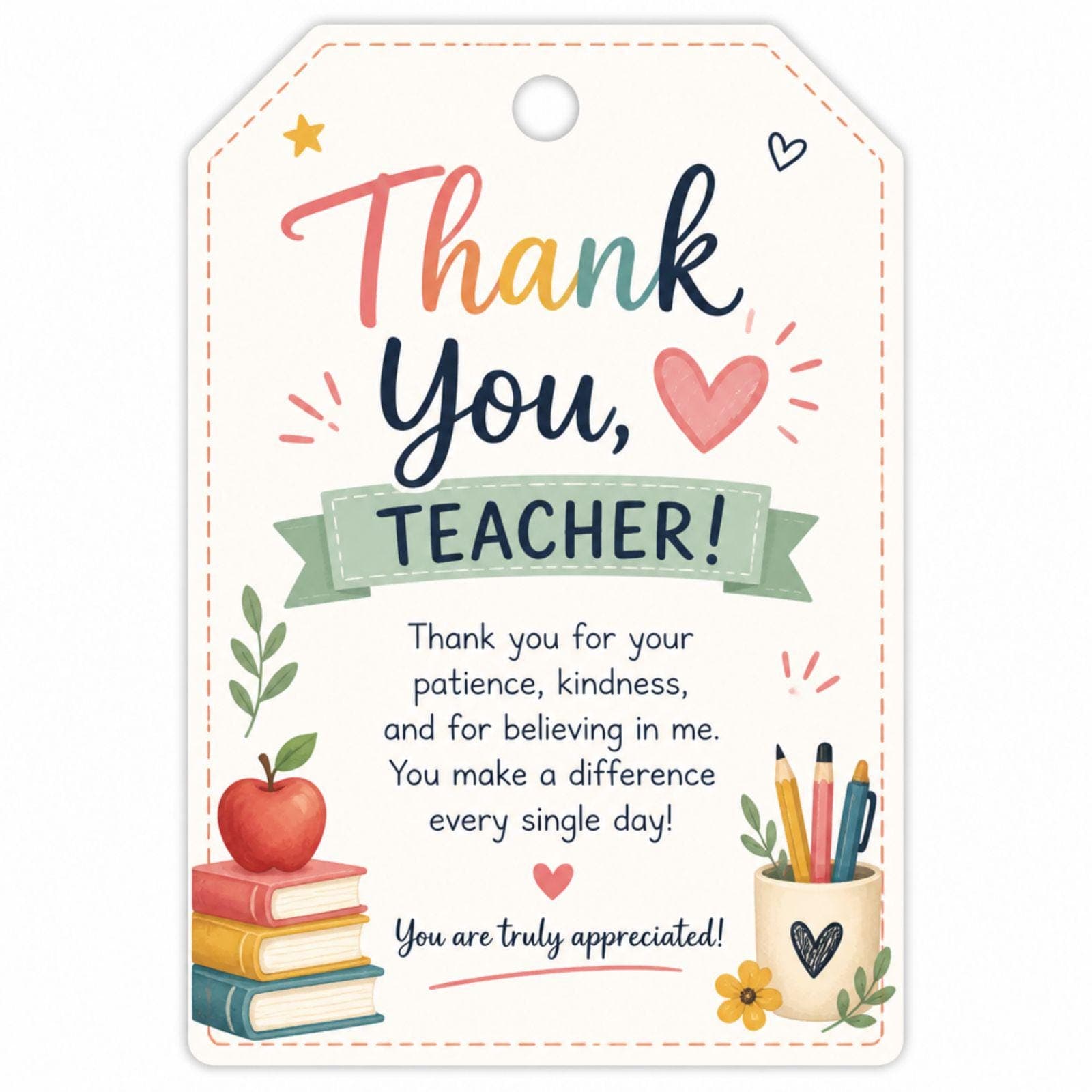 Editable Thank You Teacher Tags Gift Printable | Teacher Appreciation Tags Canva - view 2