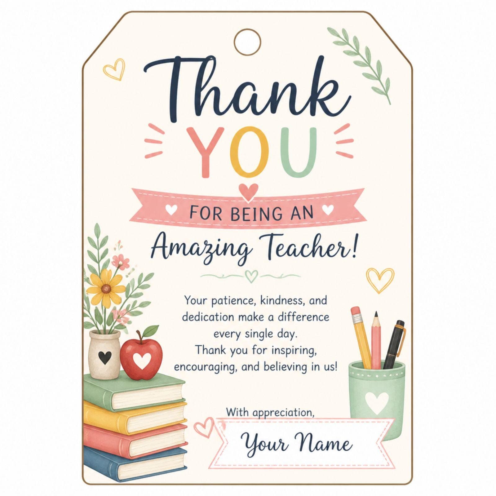 Editable Thank You Teacher Tags Gift Printable | Teacher Appreciation Tags Canva - view 6