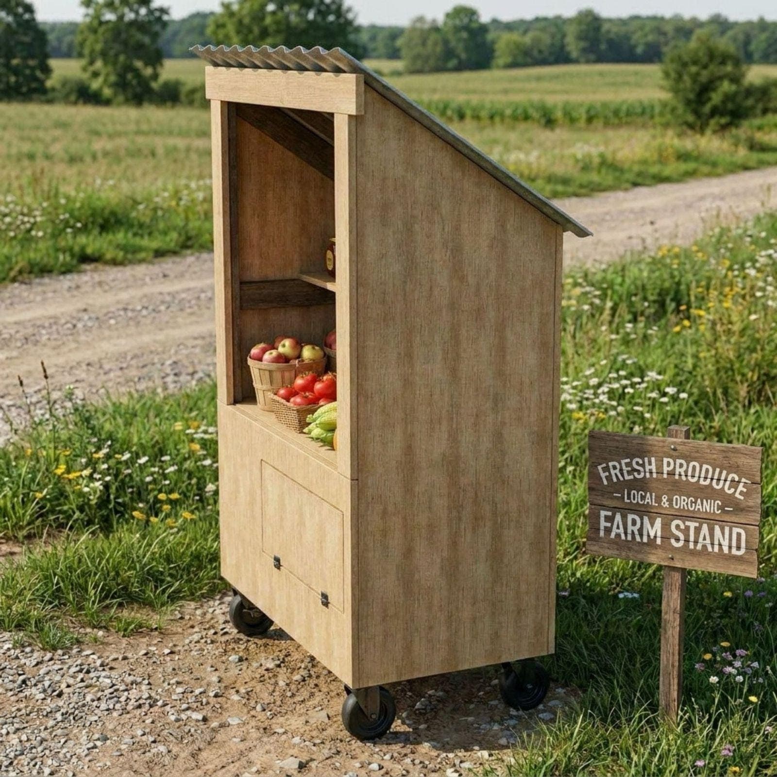 DIY Farm Stand Mobile Cart Plans PDF | Egg Stand on Wheels Blueprint | Mobile Farmers Market Stand | Roadside Farmstand Cart - view 5