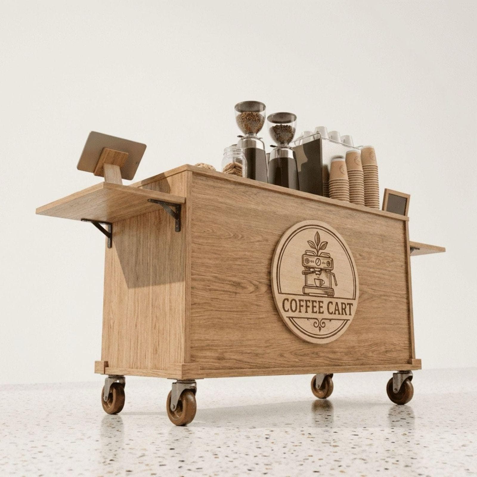 Mobile Folding Coffee Cart DIY Plans PDF | Collapsible Bar Cart for Events - view 7