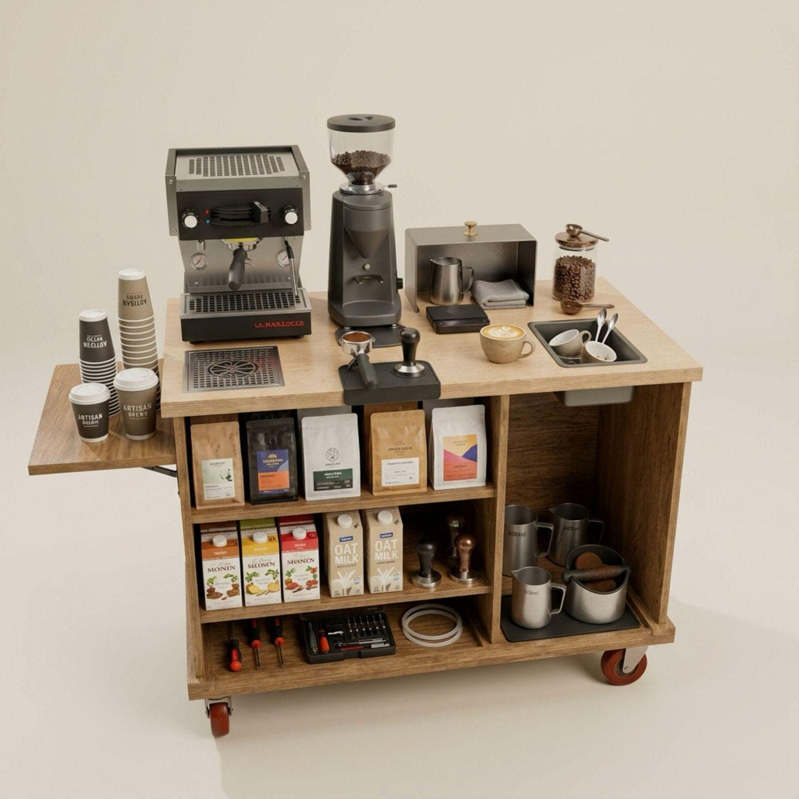 Mobile Folding Coffee Cart DIY Plans PDF | Collapsible Bar Cart for Events - view 8