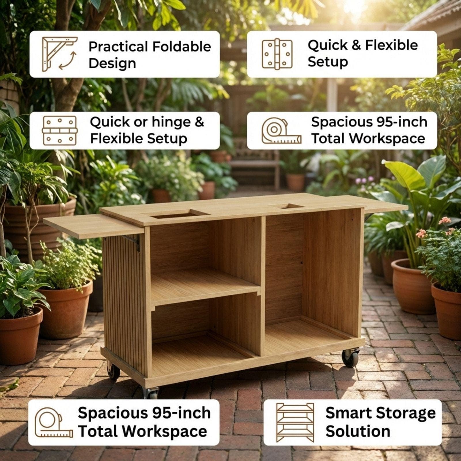 DIY Collapsible Coffee Cart Blueprint Plans PDF | Mobile Espresso Bar Blueprint | Fluted Wood Barista Stand | Portable Cafe Woodworking - view 10