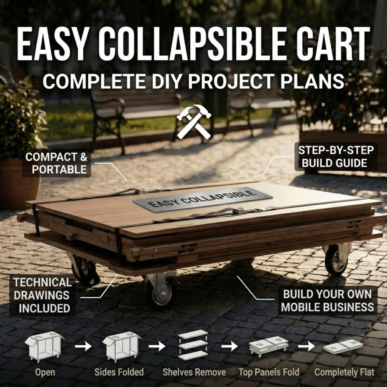DIY Pancake Cart Plans PDF | Mobile Food Stand with Umbrella Mount | Crepe & Dessert Bar Blueprint | Event Catering Woodworking - view 9