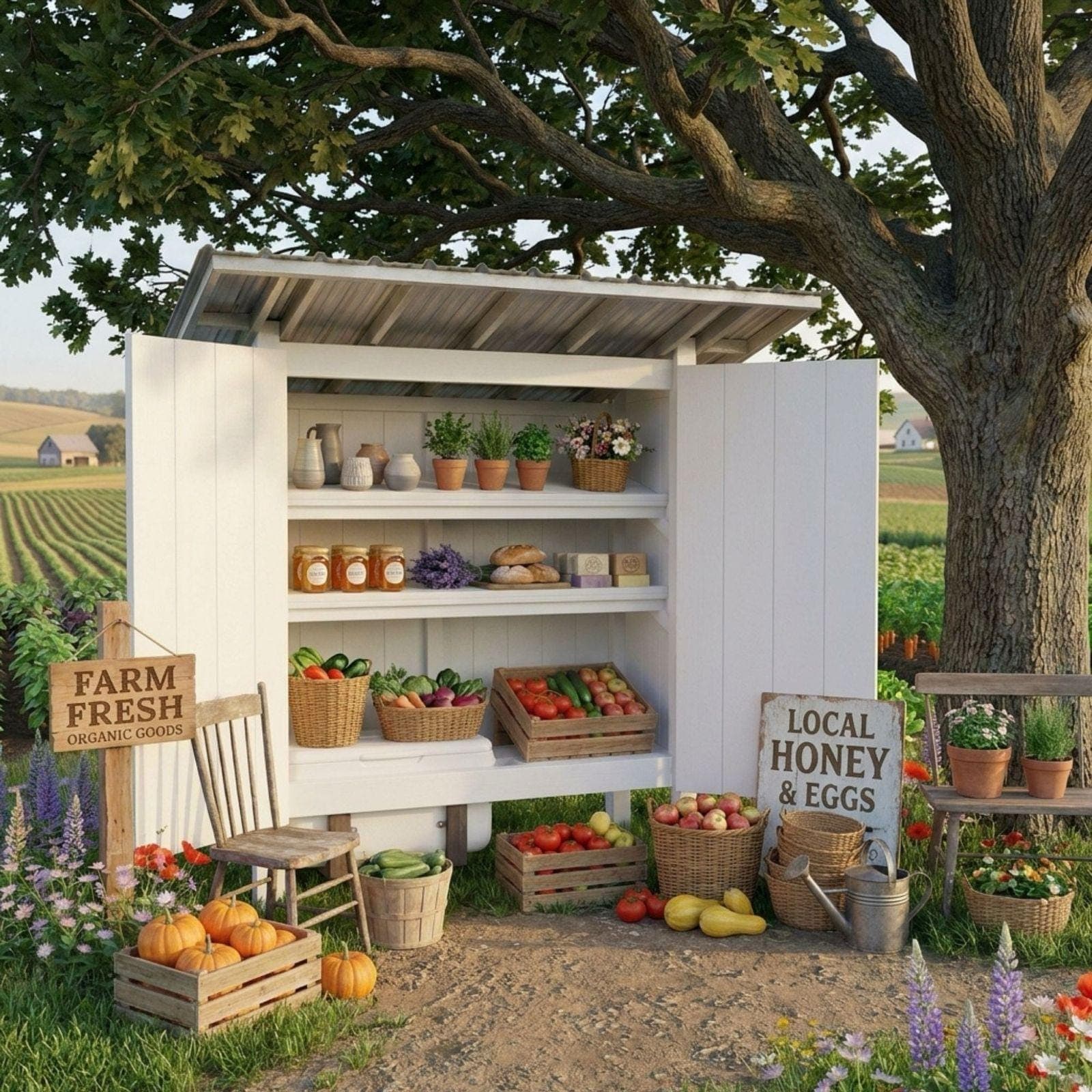 DIY Roadside Farm Stand Plans PDF | Enclosed Produce Rack & Vegetable Stand | Egg Stand with Cooler Space