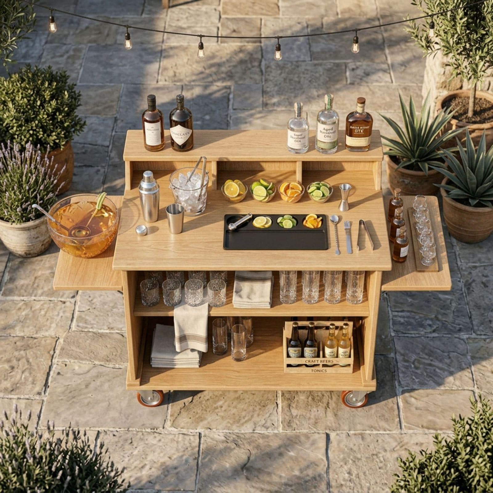 DIY Outdoor Bar Cart Plans PDF | Mobile Folding Beverage Station | Foldable Food Bar Blueprint | Portable Cocktail Stand Build Guide - view 4