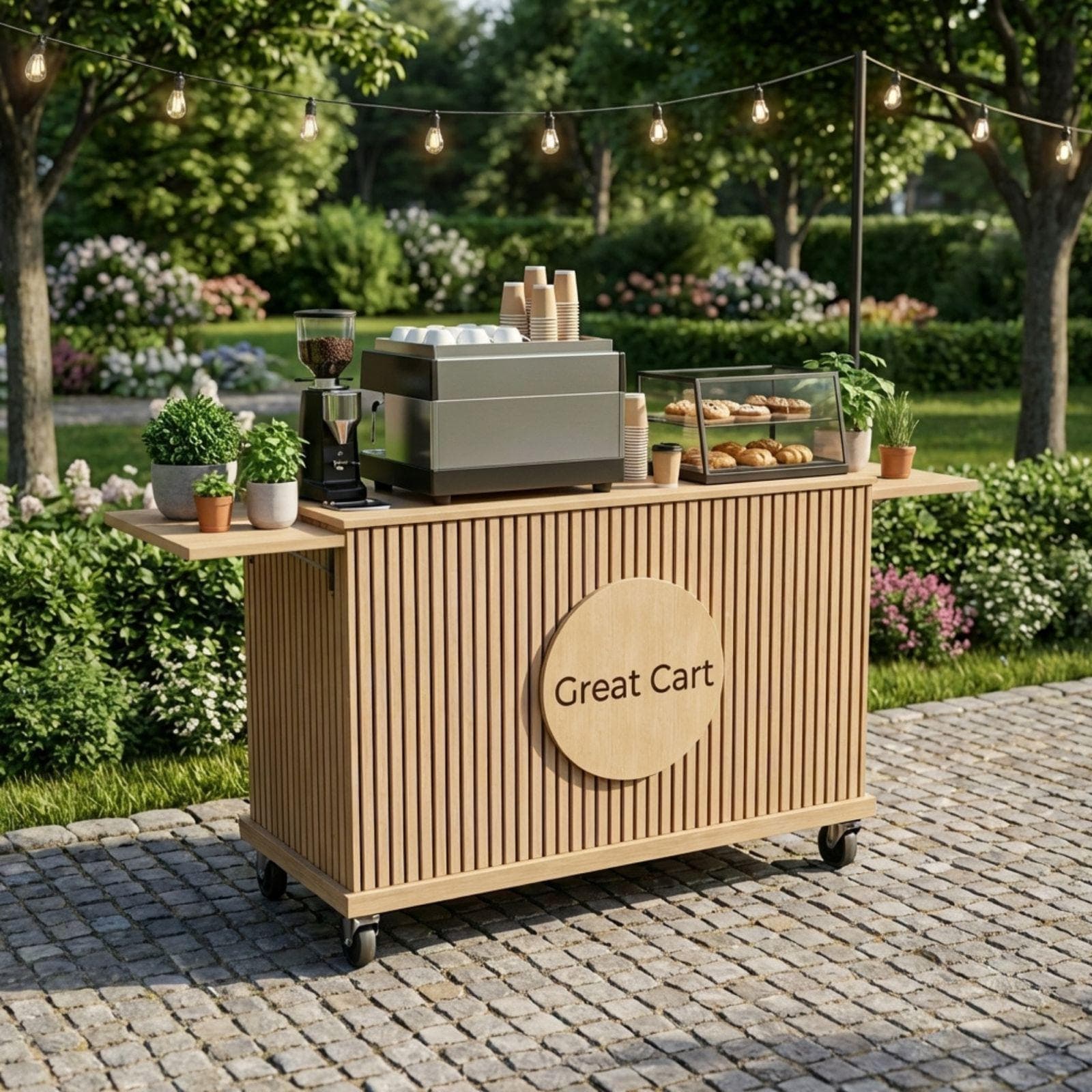 DIY Collapsible Coffee Cart Blueprint Plans PDF | Mobile Espresso Bar Blueprint | Fluted Wood Barista Stand | Portable Cafe Woodworking