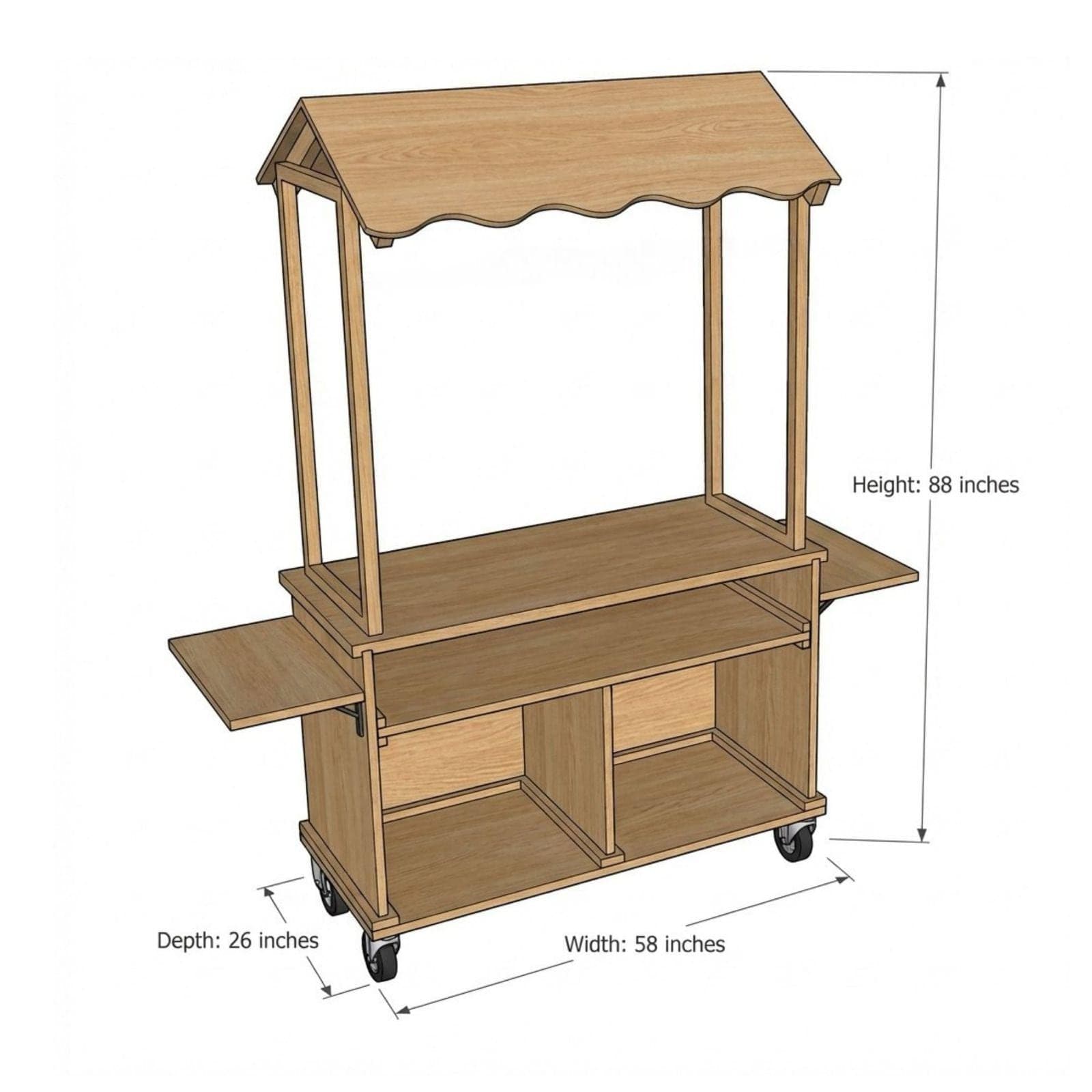 DIY Coffee Cart with Canopy Plans PDF | Outdoor Mobile Espresso Bar Cart - view 2