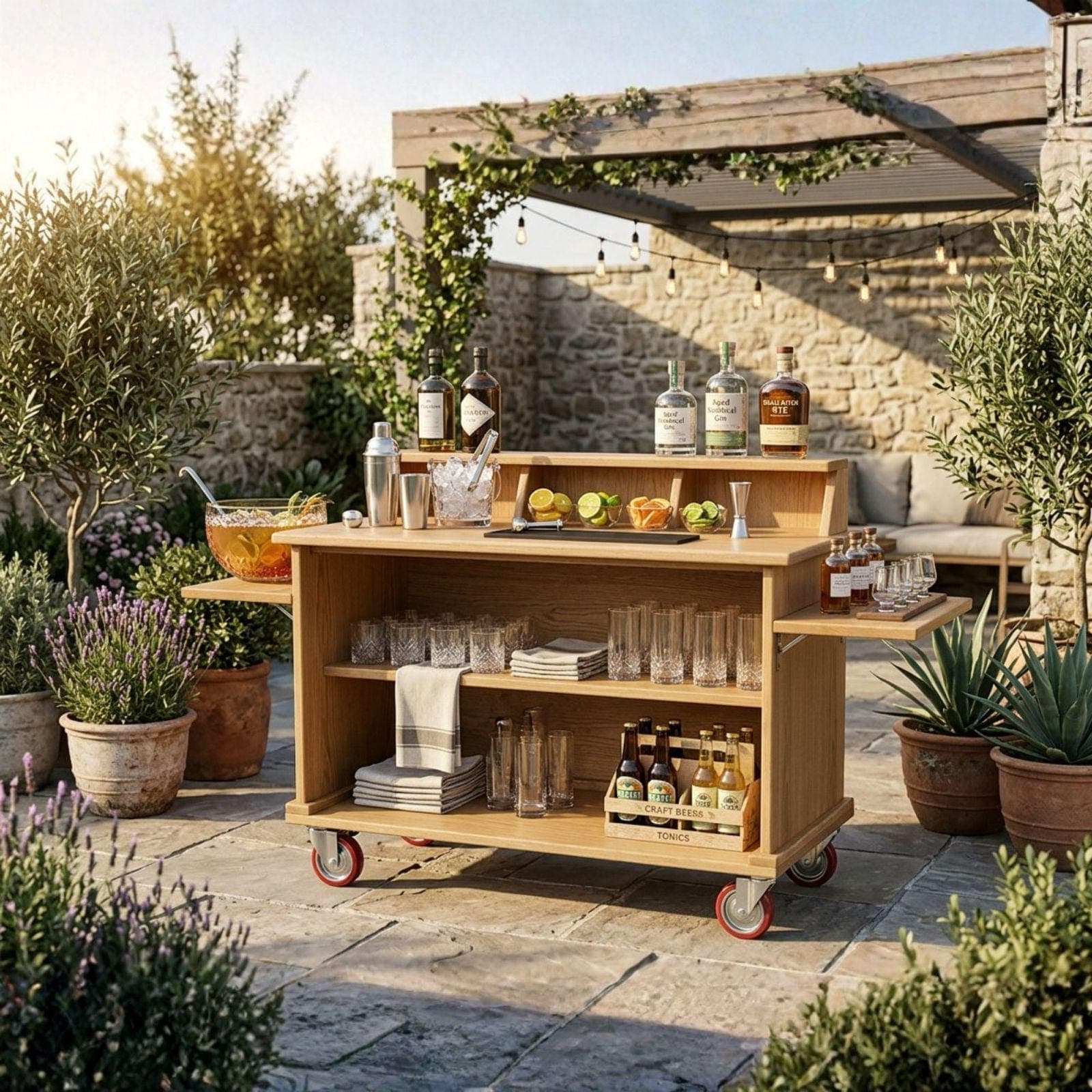 DIY Outdoor Bar Cart Plans PDF | Mobile Folding Beverage Station | Foldable Food Bar Blueprint | Portable Cocktail Stand Build Guide