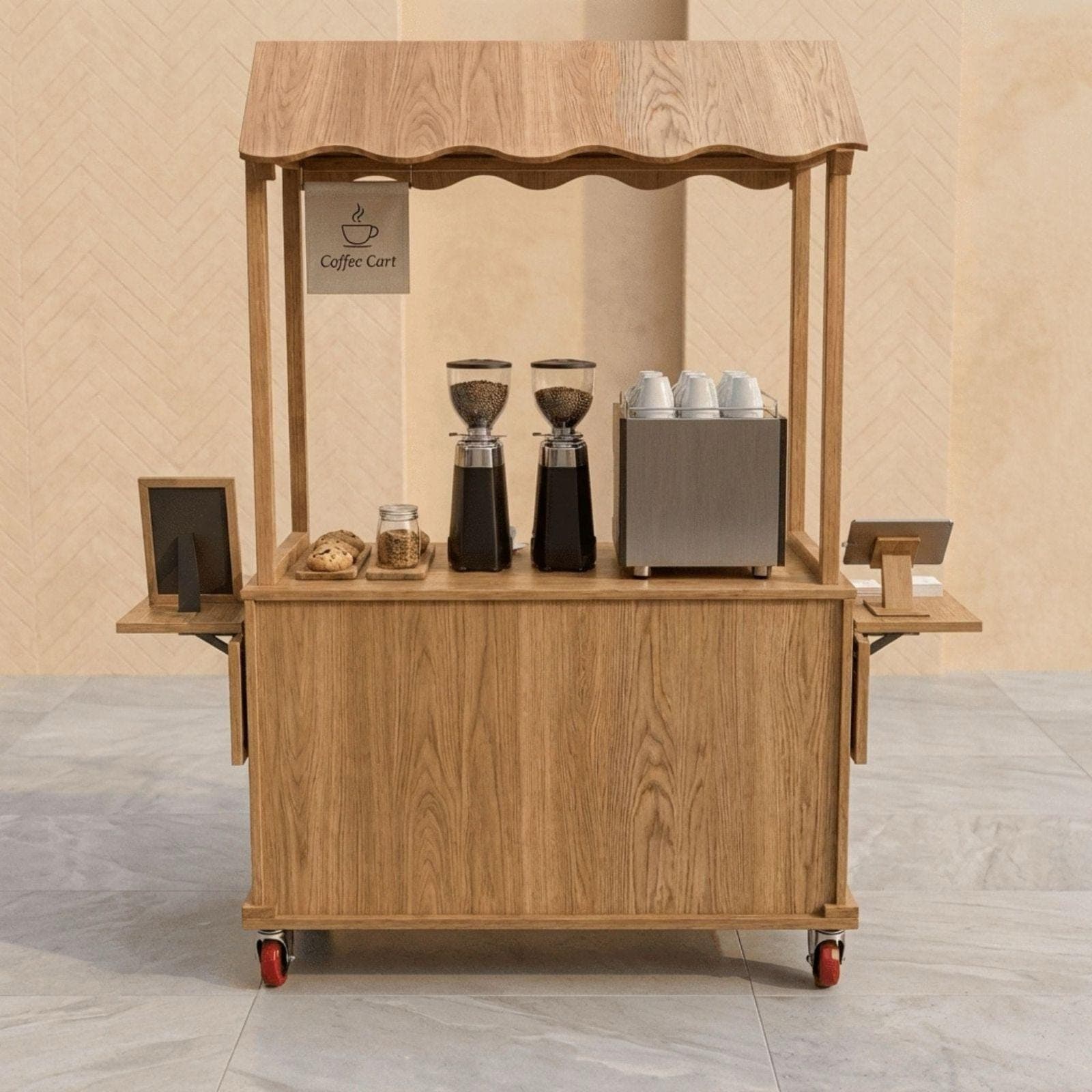DIY Coffee Cart with Canopy Plans PDF | Outdoor Mobile Espresso Bar Cart - view 5